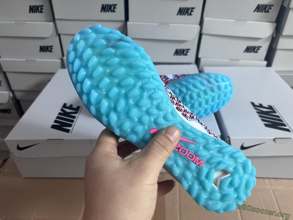 Nike Air Zoom Mercurial Vapor 15 Pro TF Football Shoes - White/Blue/Pink