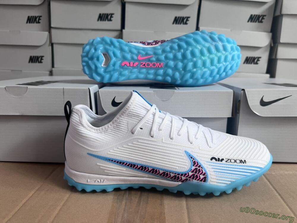 Nike Air Zoom Mercurial Vapor 15 Pro TF Football Shoes - White/Blue/Pink