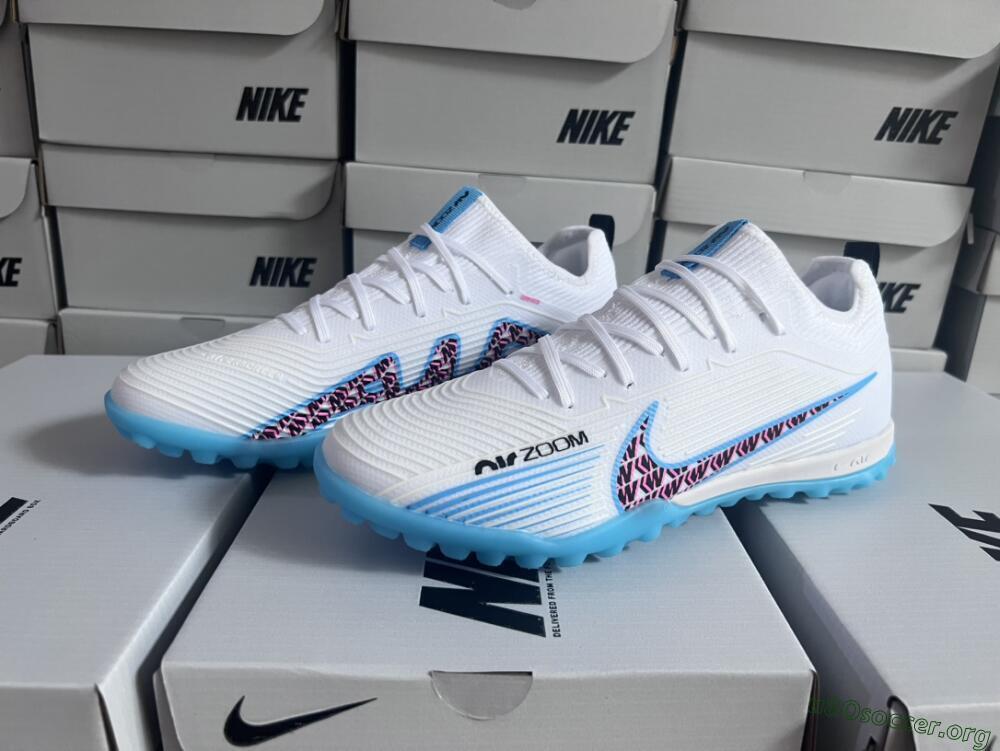 Nike Air Zoom Mercurial Vapor 15 Pro TF Football Shoes - White/Blue/Pink