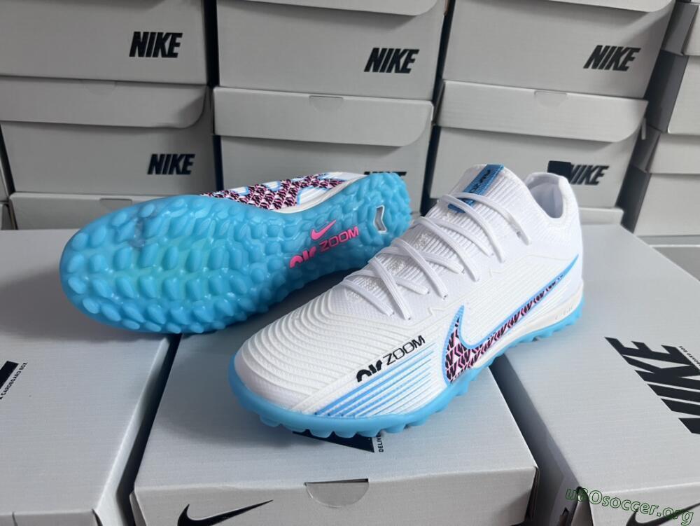 Nike Air Zoom Mercurial Vapor 15 Pro TF Football Shoes - White/Blue/Pink