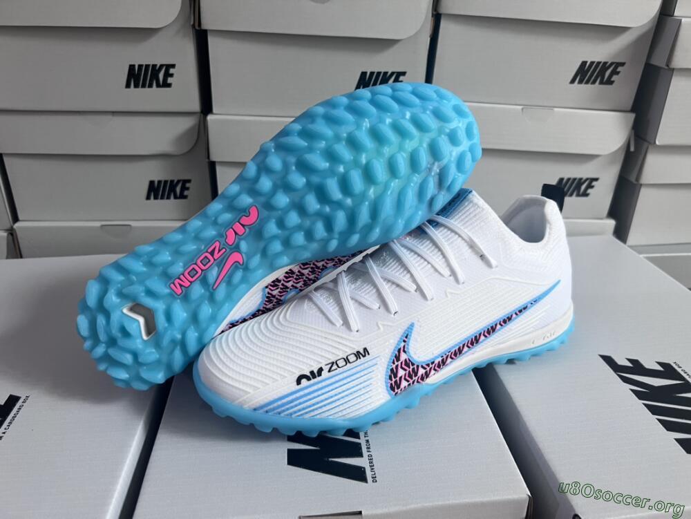 Nike Air Zoom Mercurial Vapor 15 Pro TF Football Shoes - White/Blue/Pink