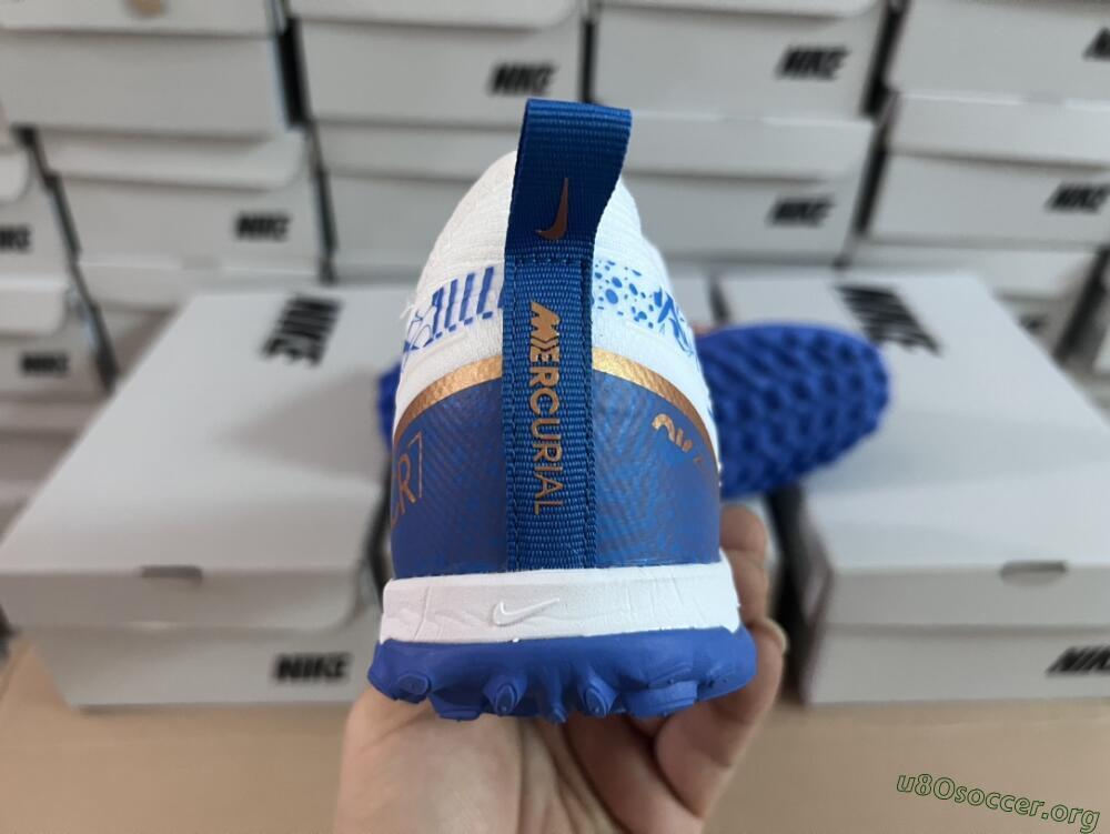 Nike Air Zoom Mercurial Vapor 15 Pro TF Football Shoes - White/Blue/Gold