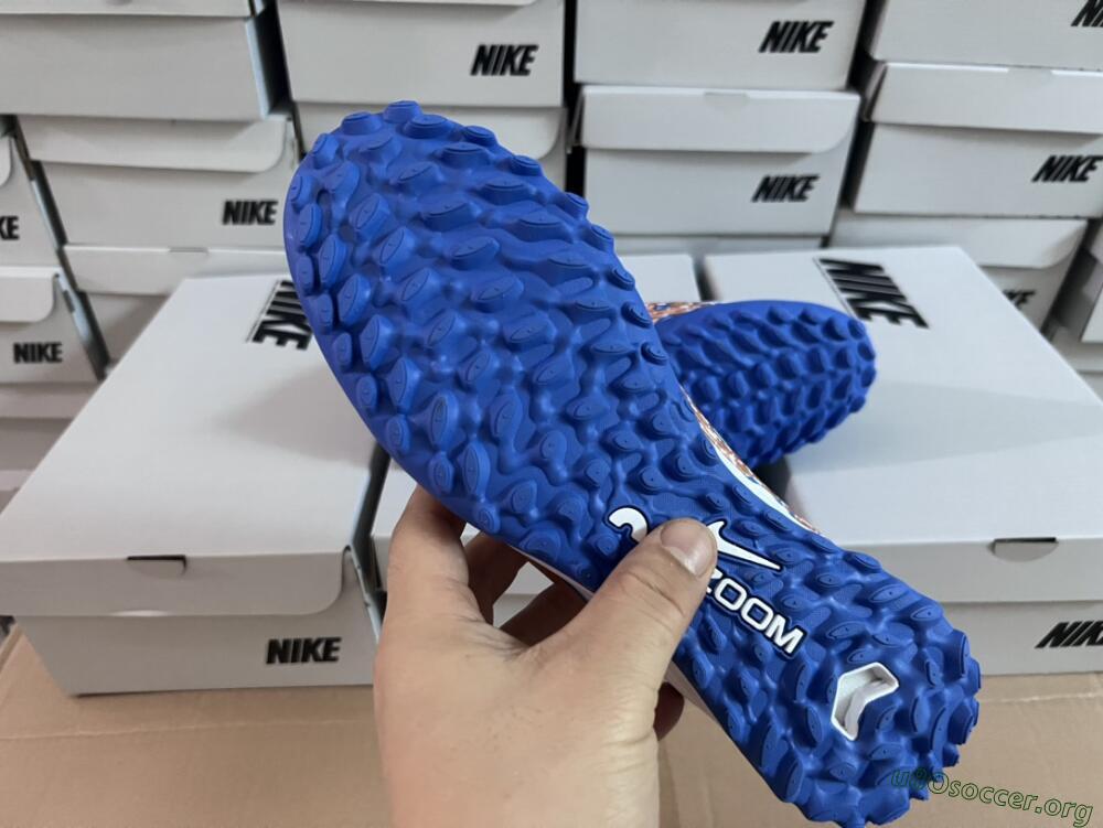 Nike Air Zoom Mercurial Vapor 15 Pro TF Football Shoes - White/Blue/Gold