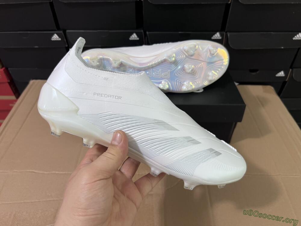Adidas Predator Elite Laceless FG Football Boots - White/Silver