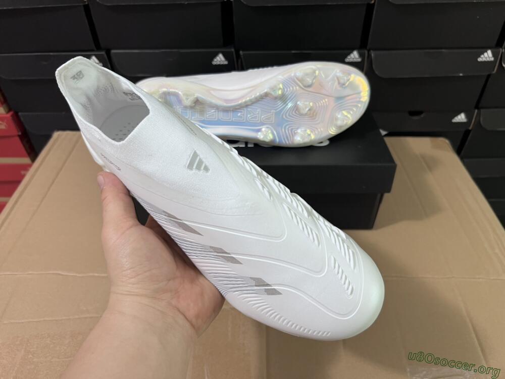Adidas Predator Elite Laceless FG Football Boots - White/Silver