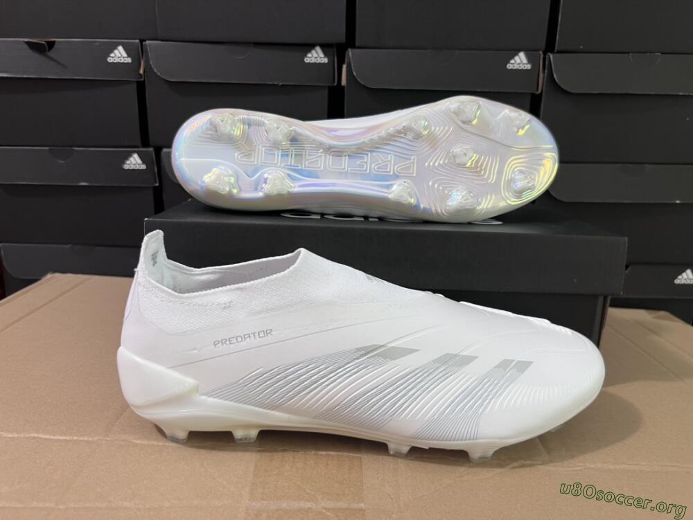 Adidas Predator Elite Laceless FG Football Boots - White/Silver
