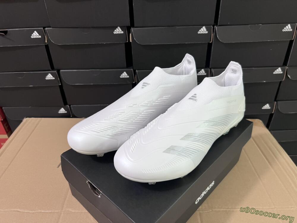 Adidas Predator Elite Laceless FG Football Boots - White/Silver