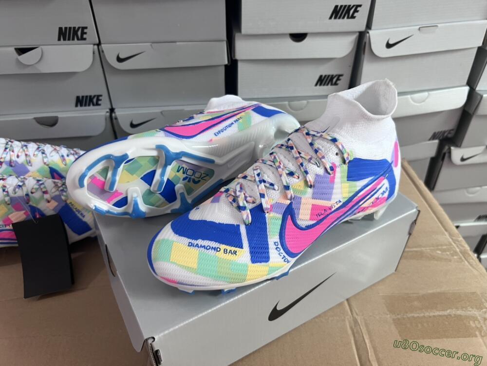 Nike Air Zoom Mercurial Superfly 9 Elite FG Football Boots - White/Rainbow