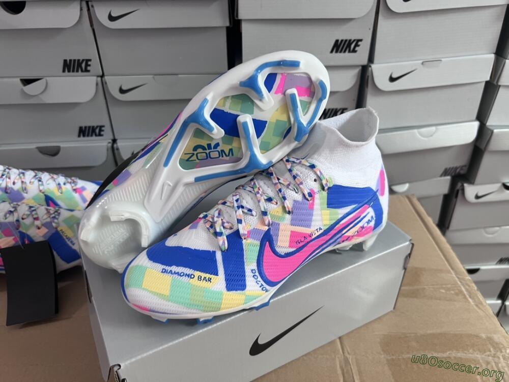 Nike Air Zoom Mercurial Superfly 9 Elite FG Football Boots - White/Rainbow
