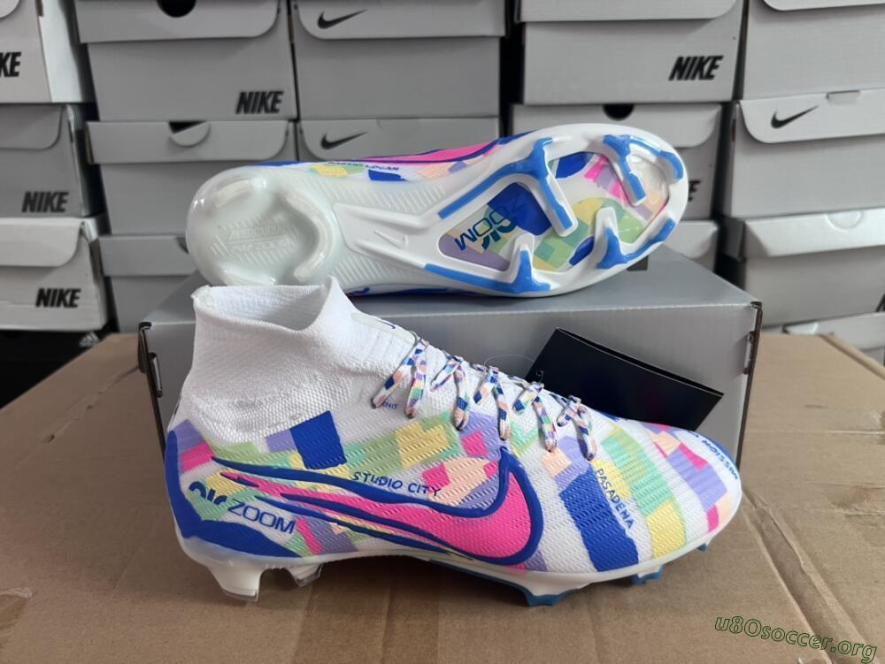 Nike Air Zoom Mercurial Superfly 9 Elite FG Football Boots - White/Rainbow
