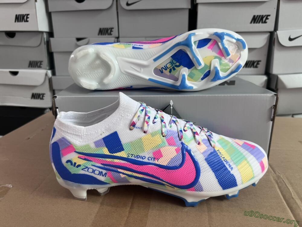 Nike Air Zoom Mercurial Vapor 15 Elite FG Football Boots - Beige/Blue/Yellow/Pink