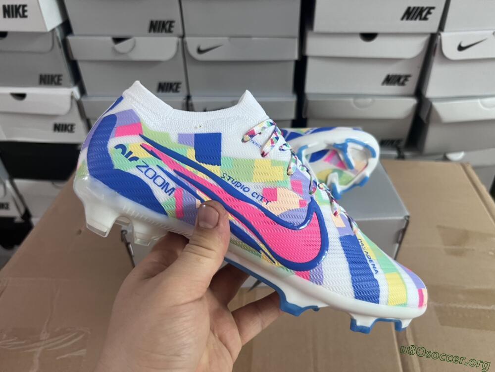 Nike Air Zoom Mercurial Vapor 15 Elite FG Football Boots - Beige/Blue/Yellow/Pink