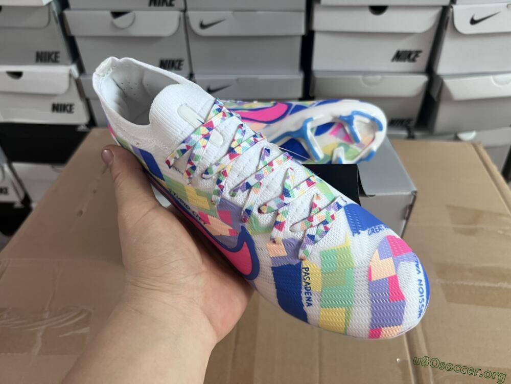 Nike Air Zoom Mercurial Vapor 15 Elite FG Football Boots - Beige/Blue/Yellow/Pink