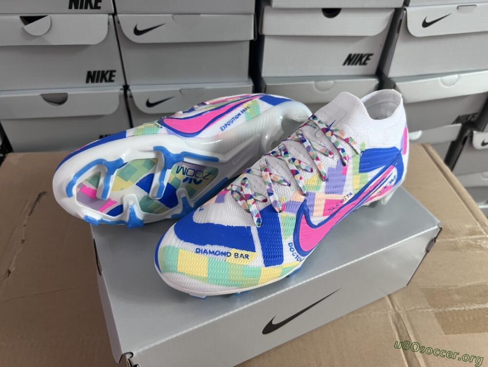 Nike Air Zoom Mercurial Vapor 15 Elite FG Football Boots - Beige/Blue/Yellow/Pink
