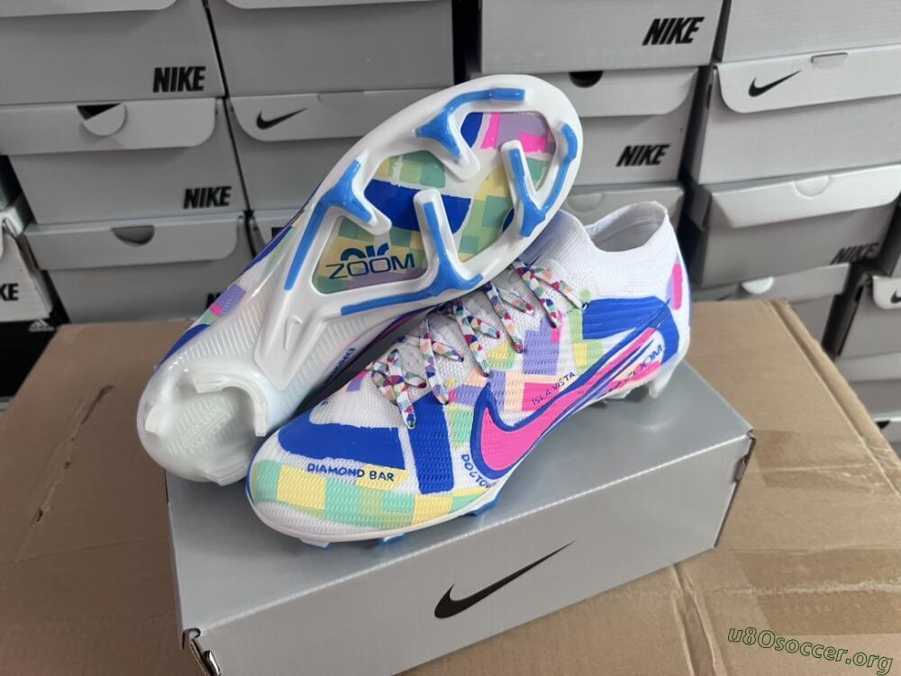 Nike Air Zoom Mercurial Vapor 15 Elite FG Football Boots - Beige/Blue/Yellow/Pink