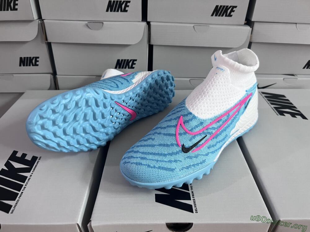 Nike Phantom GX Elite DF Link TF Football Shoes - White/Blue/Pink