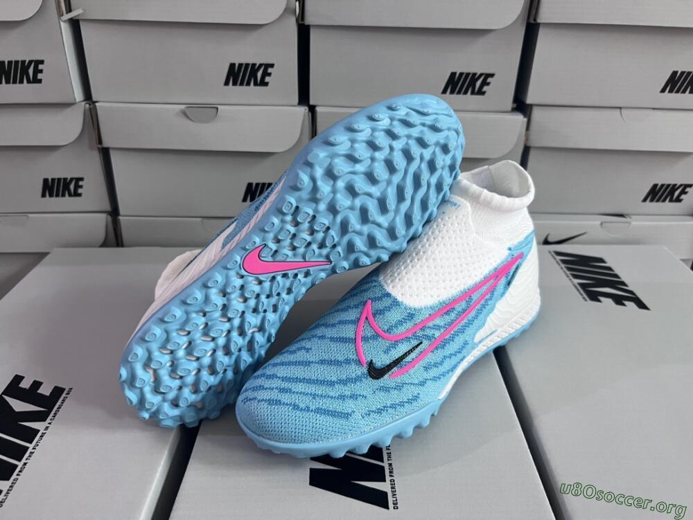 Nike Phantom GX Elite DF Link TF Football Shoes - White/Blue/Pink