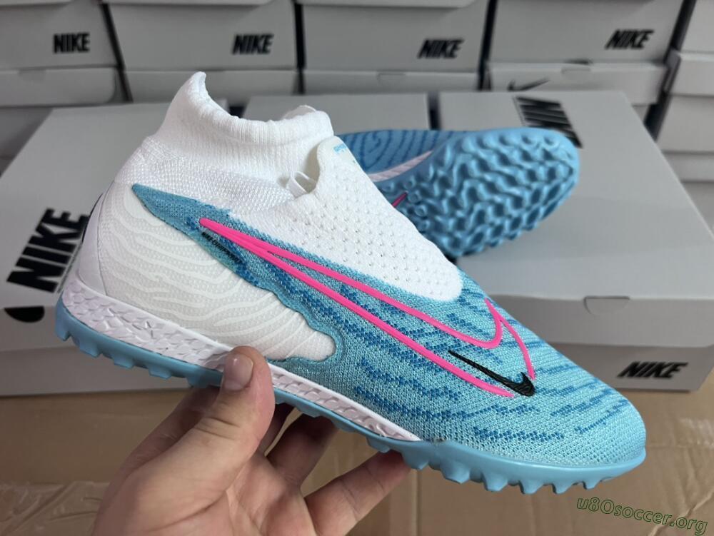 Nike Phantom GX Elite DF Link TF Football Shoes - White/Blue/Pink