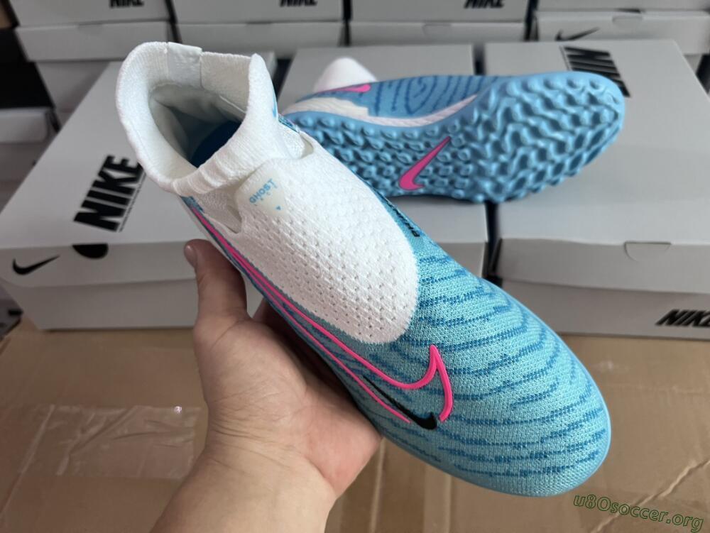 Nike Phantom GX Elite DF Link TF Football Shoes - White/Blue/Pink