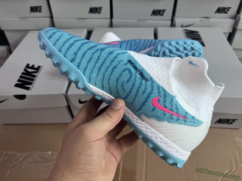 Nike Phantom GX Elite DF Link TF Football Shoes - White/Blue/Pink