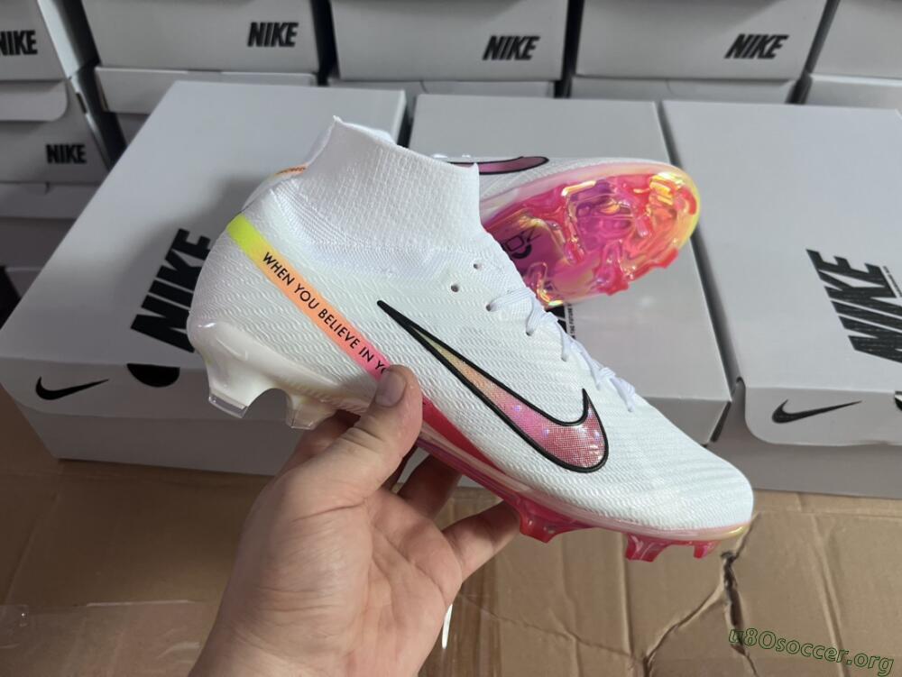 Nike Air Zoom Mercurial Superfly 9 Elite FG Football Boots - White/Pink/Black/Yellow/Gold
