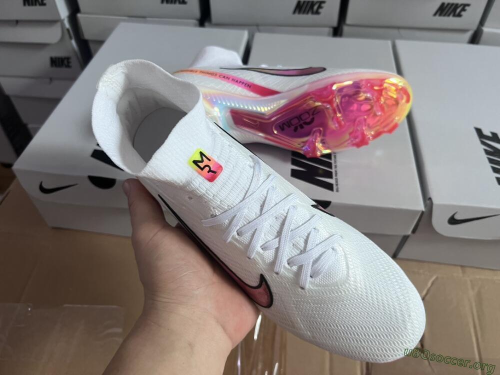 Nike Air Zoom Mercurial Superfly 9 Elite FG Football Boots - White/Pink/Black/Yellow/Gold