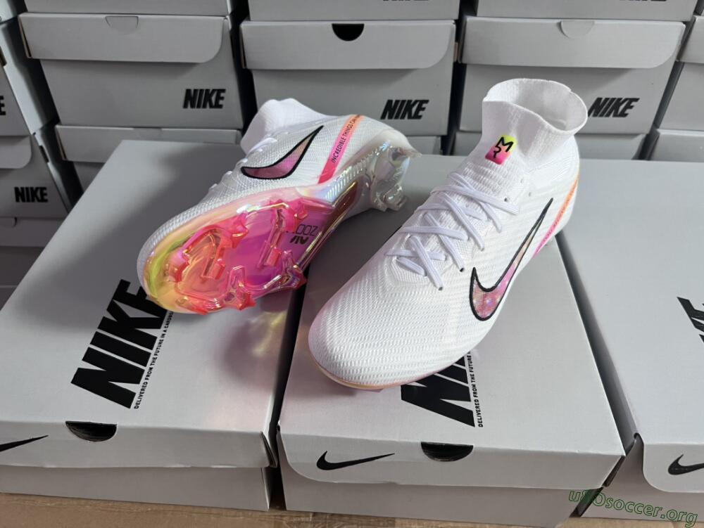 Nike Air Zoom Mercurial Superfly 9 Elite FG Football Boots - White/Pink/Black/Yellow/Gold