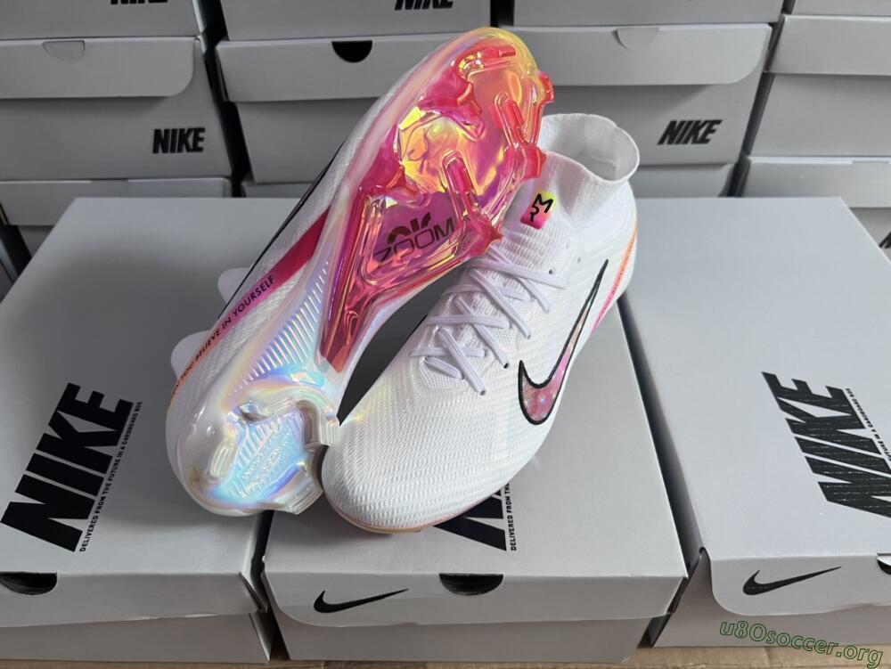 Nike Air Zoom Mercurial Superfly 9 Elite FG Football Boots - White/Pink/Black/Yellow/Gold