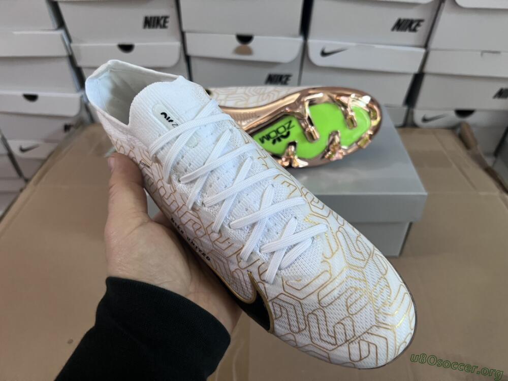 Nike Air Zoom Mercurial Vapor 15 Elite FG Football Boots - White/Gold/Black