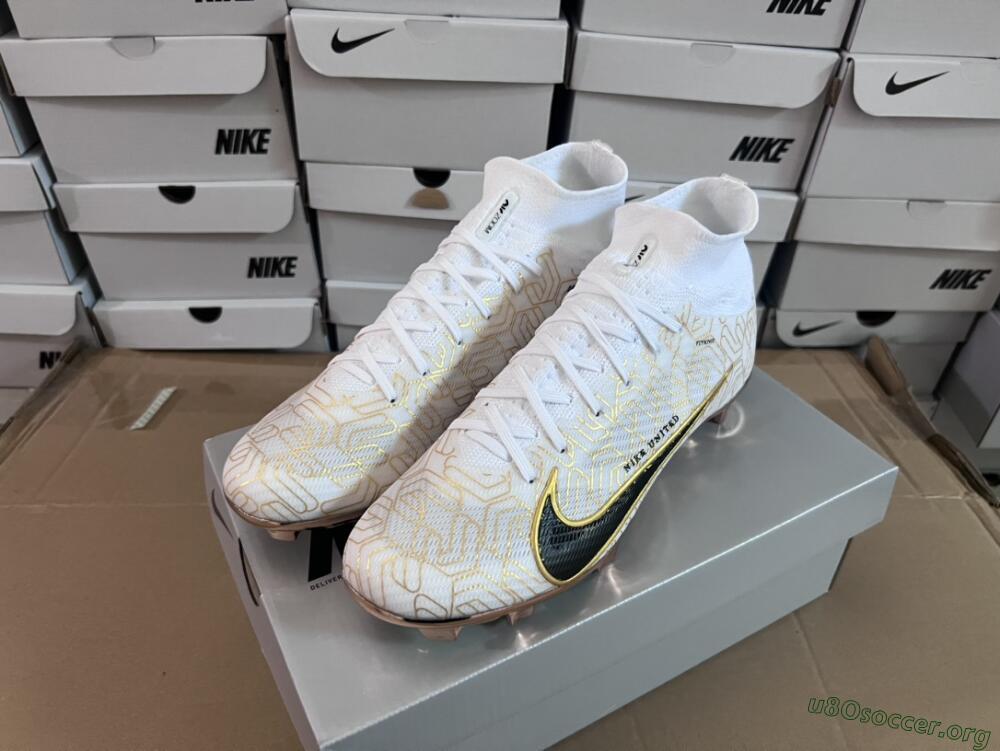 Nike Air Zoom Mercurial Superfly 9 Elite MR FG Football Boots - White/Black/Gold
