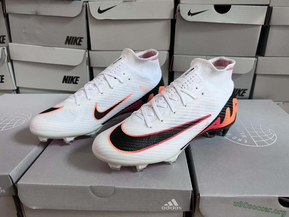 Nike Air Zoom Mercurial Superfly 9 Elite FG Football Boots - White/Orange/Black