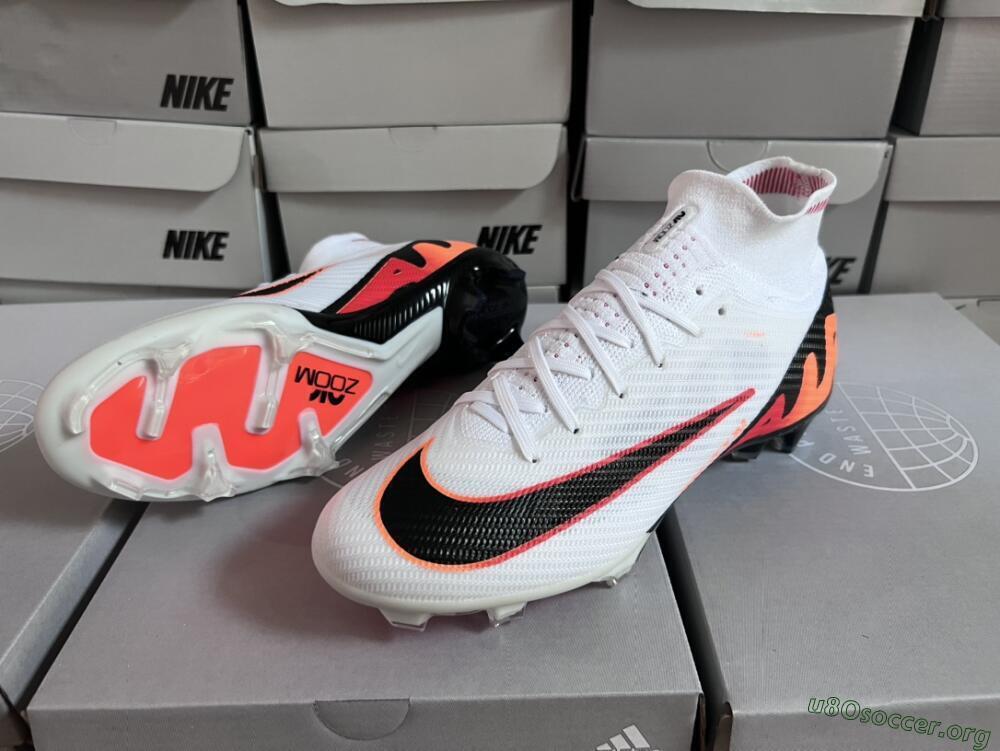 Nike Air Zoom Mercurial Superfly 9 Elite FG Football Boots - White/Orange/Black