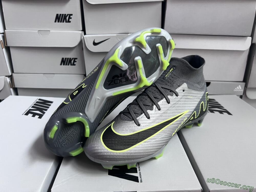 Nike Air Zoom Mercurial Superfly 9 Elite FG Football Boots - Silver/Grey/Green