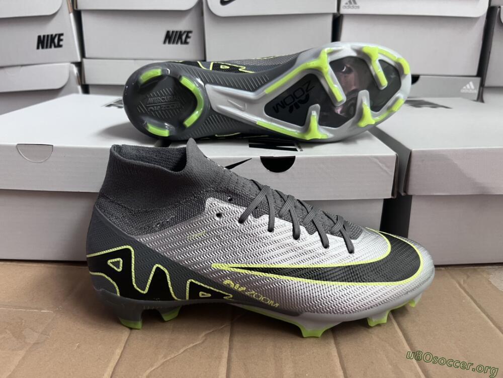 Nike Air Zoom Mercurial Superfly 9 Elite FG Football Boots - Silver/Grey/Green