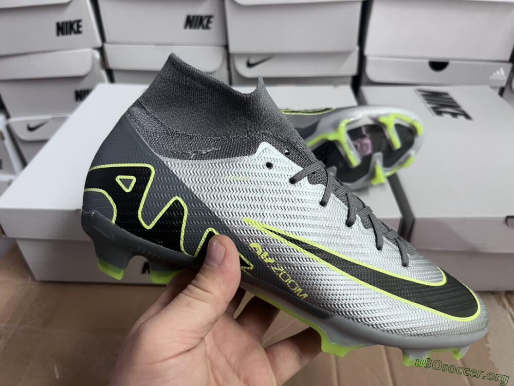 Nike Air Zoom Mercurial Superfly 9 Elite FG Football Boots - Silver/Grey/Green
