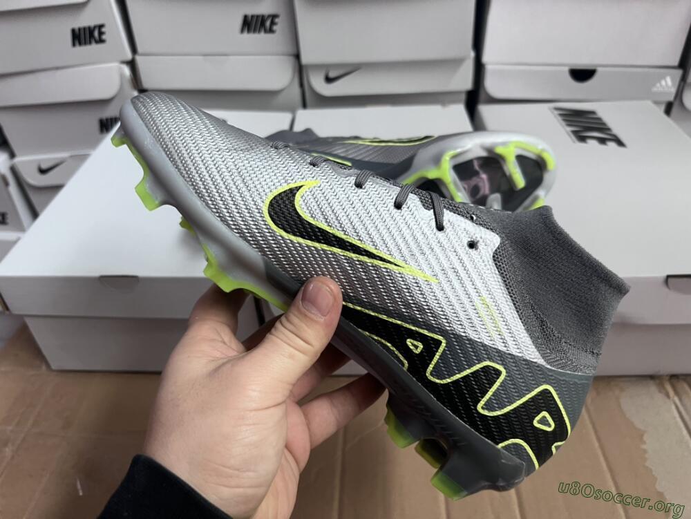 Nike Air Zoom Mercurial Superfly 9 Elite FG Football Boots - Silver/Grey/Green