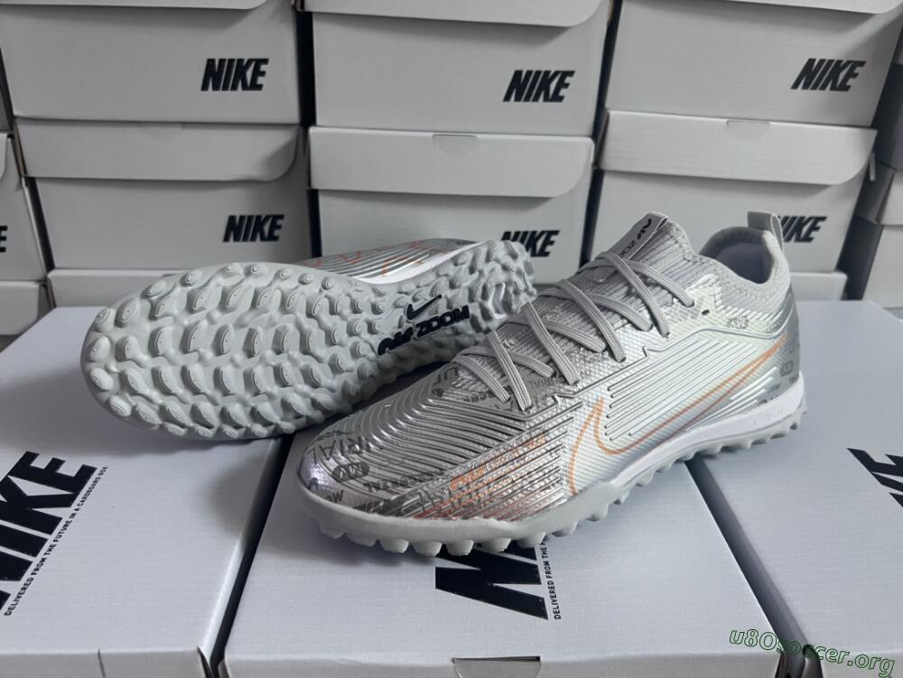 Nike Air Zoom Mercurial Vapor 15 Pro TF Football Shoes - Silver/Gold/Black