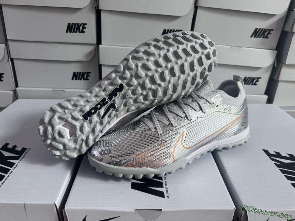 Nike Air Zoom Mercurial Vapor 15 Pro TF Football Shoes - Silver/Gold/Black