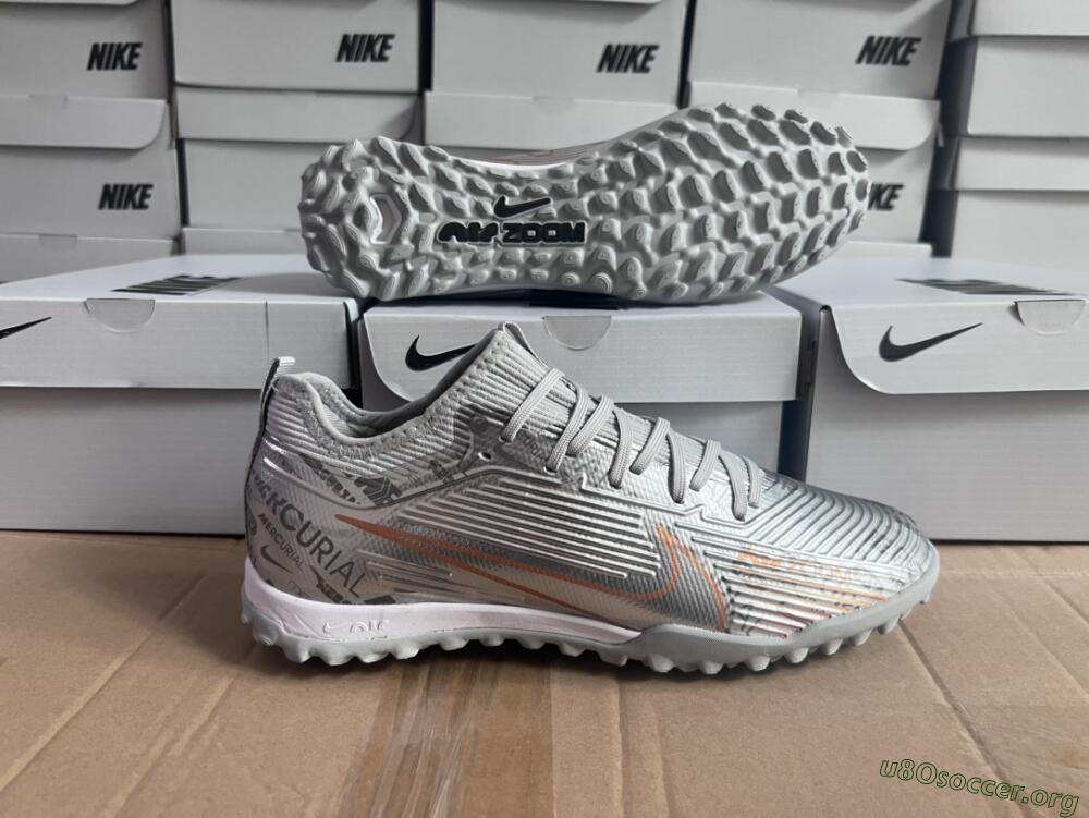Nike Air Zoom Mercurial Vapor 15 Pro TF Football Shoes - Silver/Gold/Black