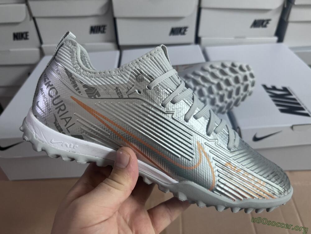 Nike Air Zoom Mercurial Vapor 15 Pro TF Football Shoes - Silver/Gold/Black