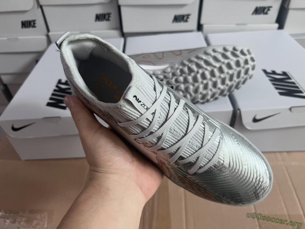 Nike Air Zoom Mercurial Vapor 15 Pro TF Football Shoes - Silver/Gold/Black