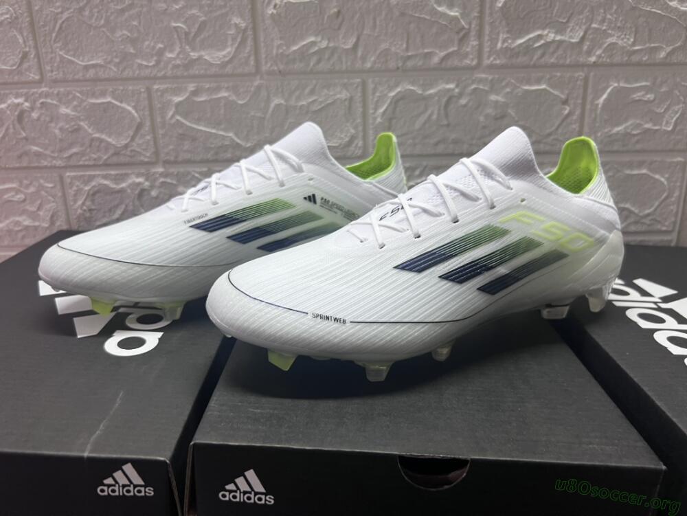 Adidas F50 Adizero FG Football Boots - White/Black/Yellow