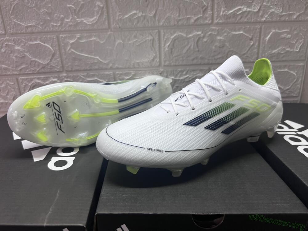 Adidas F50 Adizero FG Football Boots - White/Black/Yellow