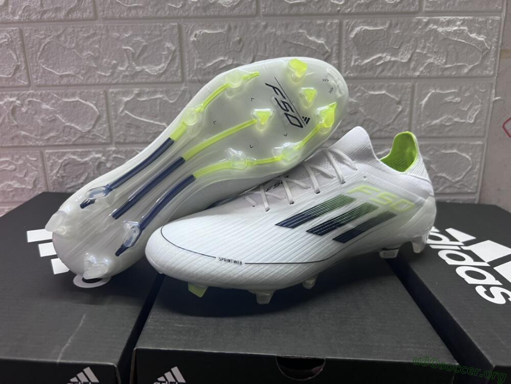 Adidas F50 Adizero FG Football Boots - White/Black/Yellow