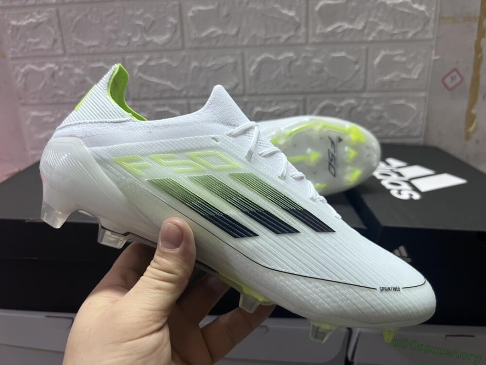 Adidas F50 Adizero FG Football Boots - White/Black/Yellow