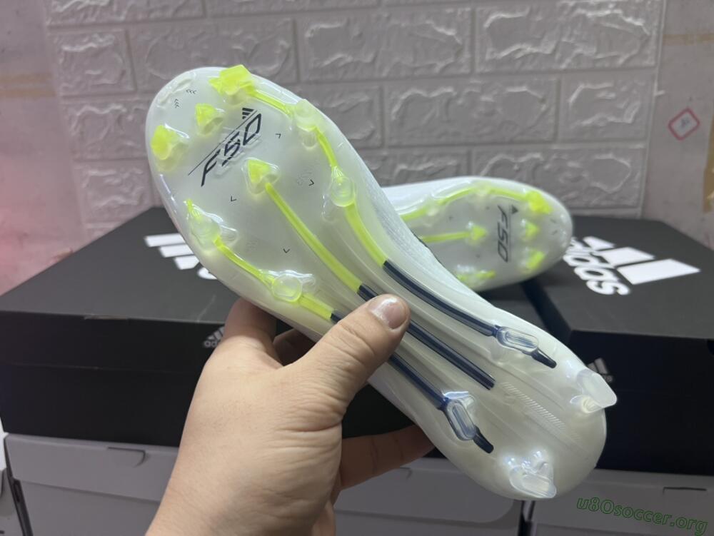 Adidas F50 Adizero FG Football Boots - White/Black/Yellow