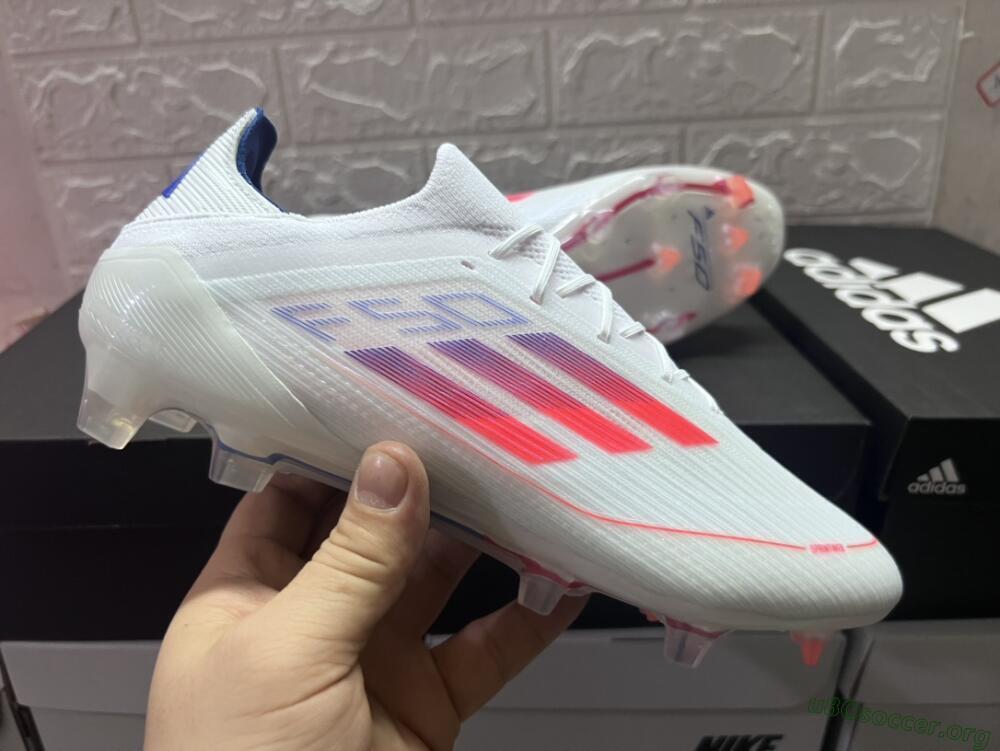 Adidas F50 Adizero FG Football Boots - White/Red/Blue