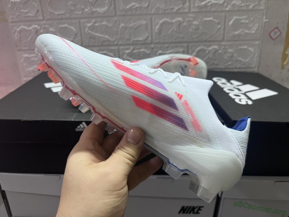 Adidas F50 Adizero FG Football Boots - White/Red/Blue