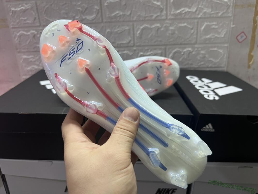 Adidas F50 Adizero FG Football Boots - White/Red/Blue
