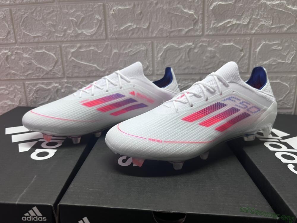 Adidas F50 Adizero FG Football Boots - White/Red/Blue